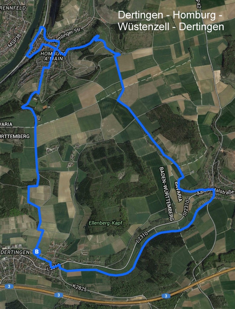 Wanderweg Dertingen - Homburg - Wüstenzell - Dertingen